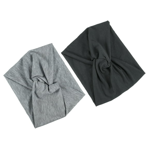 Unique Bargains 2pcs Wide Headbands Twisted Knot Wide Headbands Elastic Headbands for Women Deep Gray Light Gray