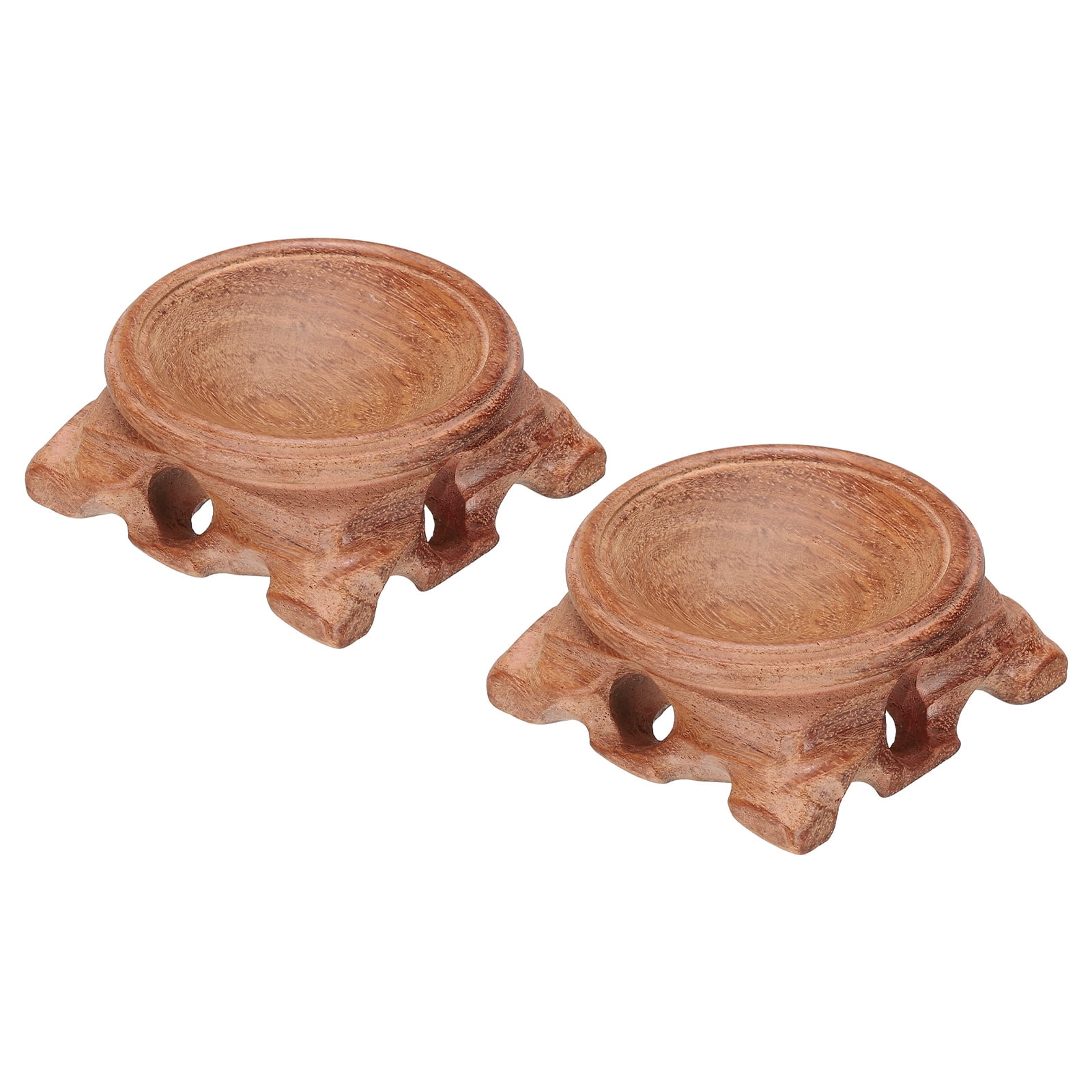 Unique Bargains 2pcs Wooden Ball Stand Holders Displays Base 50mm Diameter Red