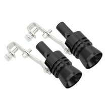 Unique Bargains 2pcs Aluminum Alloy Universal Turbo Sound Exhaust Muffler Pipe Whistle Car Roar Maker Black XL
