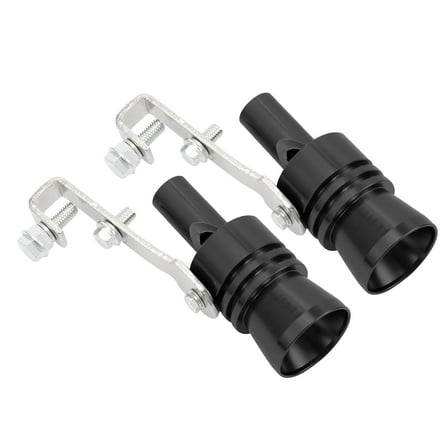 Unique Bargains 2pcs Aluminum Alloy Universal Turbo Sound Exhaust Muffler Pipe Whistle Car Roar Maker Black XL