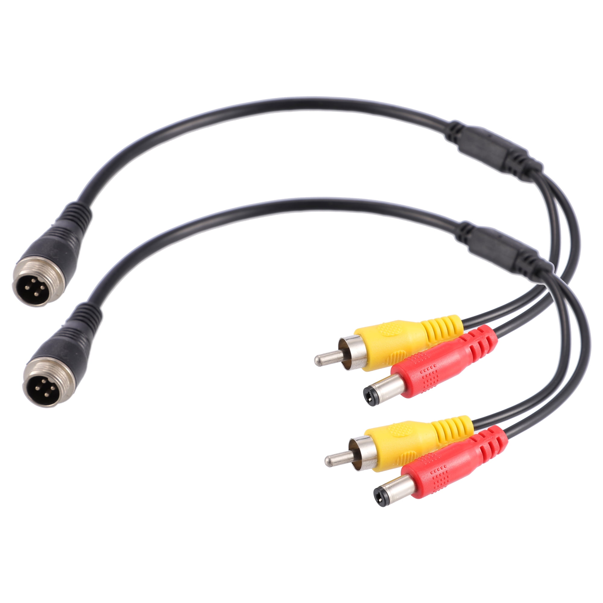 Unique Bargains 2x Car Camera Adapter M12 4-Pin Male to RCA AV DC Male Connector