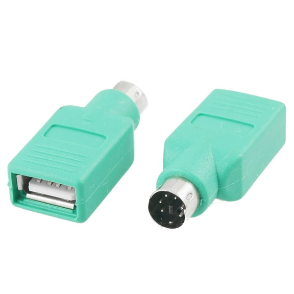 Unique Bargains 2x Plastic Housing PS/2 to USB Converter Adapter for Mouse