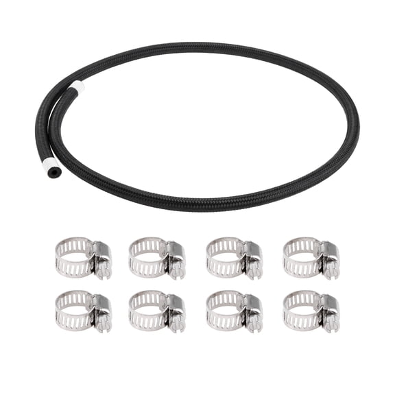 Unique Bargains 3/16" Fuel Line Kit 3.28ft Vacuum Hose Automotive Fuel Hose with 8 Clamps 1 Set