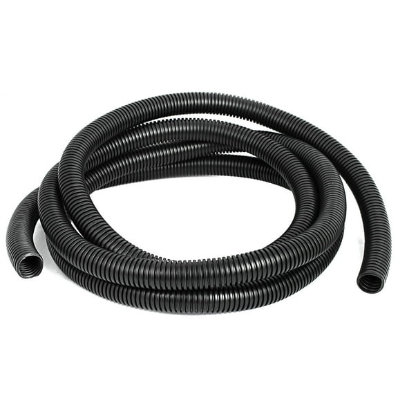 Unique Bargains 3.2M Length 20mm Inner Dia Black Flexible Corrugated Tube Bellows Hose