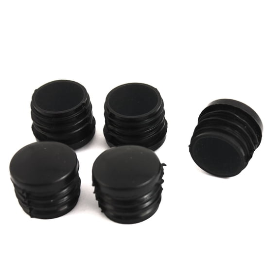 Unique Bargains 3/4PT Thread Plastic Blanking End Caps Round Tube Insert Black 5Pcs
