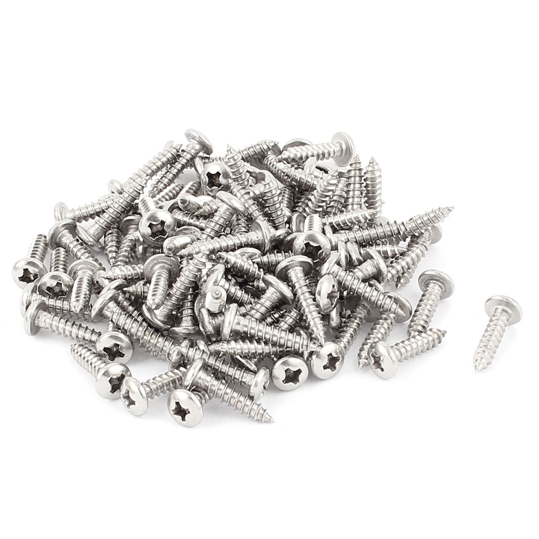 Unique Bargains 3.5mm x 16mm Pan Head Self Tapping Screw Fasteners Silver Tone 100Pcs Stainless Steel