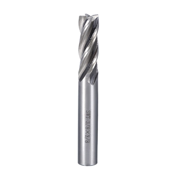 Unique Bargains 3/8" Cutting Spiral Drill Bit Straight End Mill Cutter 4 Flute 3/8" Shank, 3/8"x3/8"