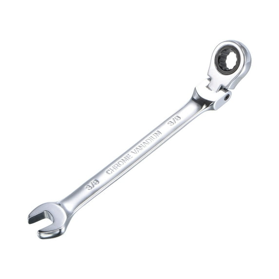 Unique Bargains 3/8" Flex-Head Ratcheting Combination Wrench SAE 72 Teeth 12 Point Ratchet Box Ended Spanner Tools, Cr-V