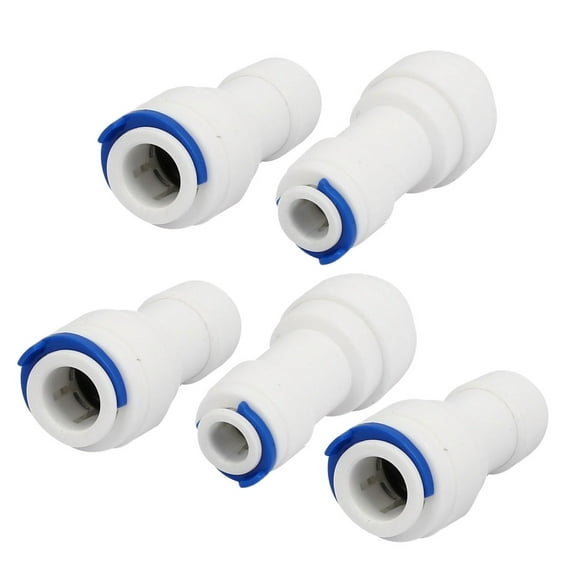 Unique Bargains 3/8" Tube to 1/4" Tube Push Fit Straight Quick Connect 5Pcs for Water System Plastic