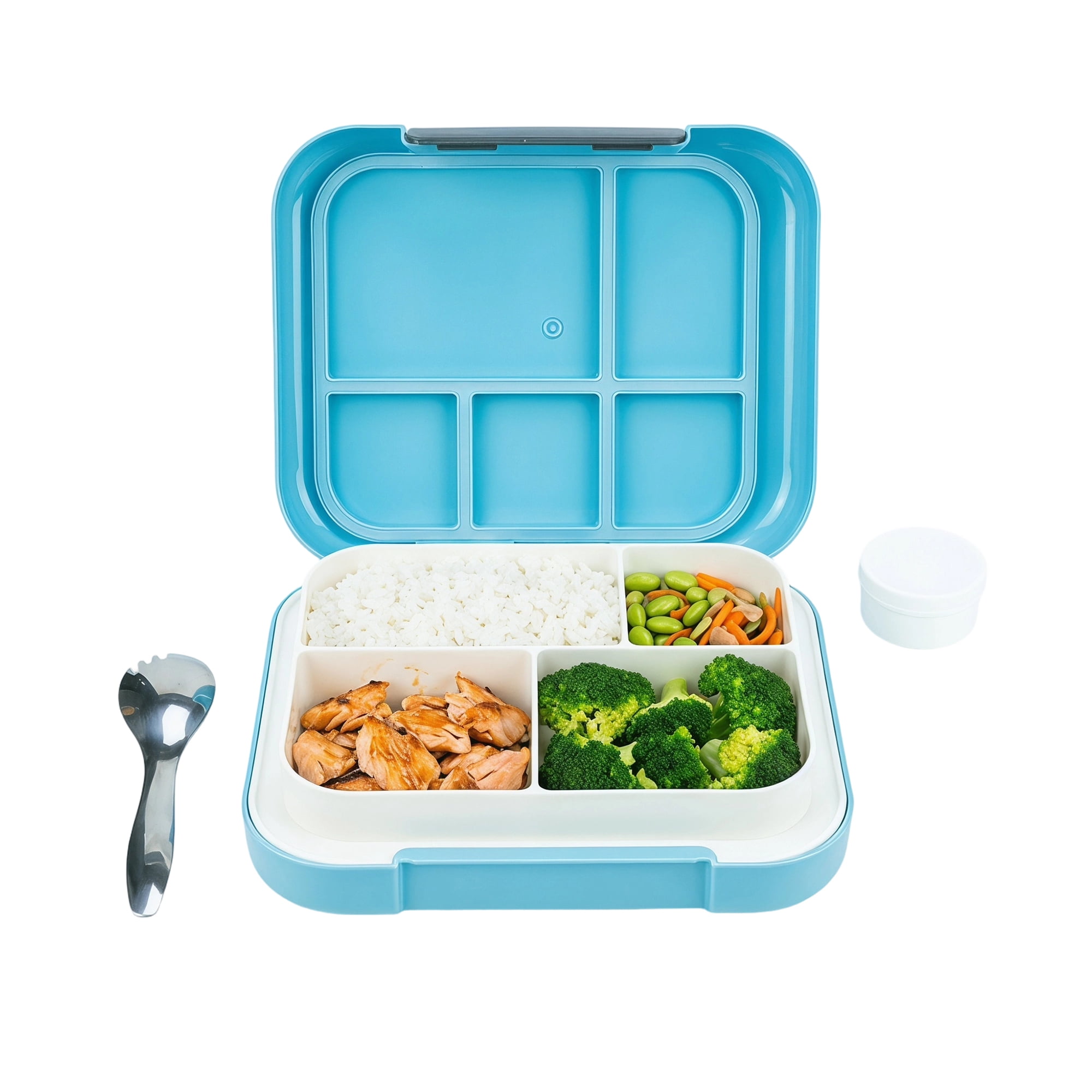 Unique Bargains 3-Compartment Leak-Proof Meal Lunch Bento Box Blue