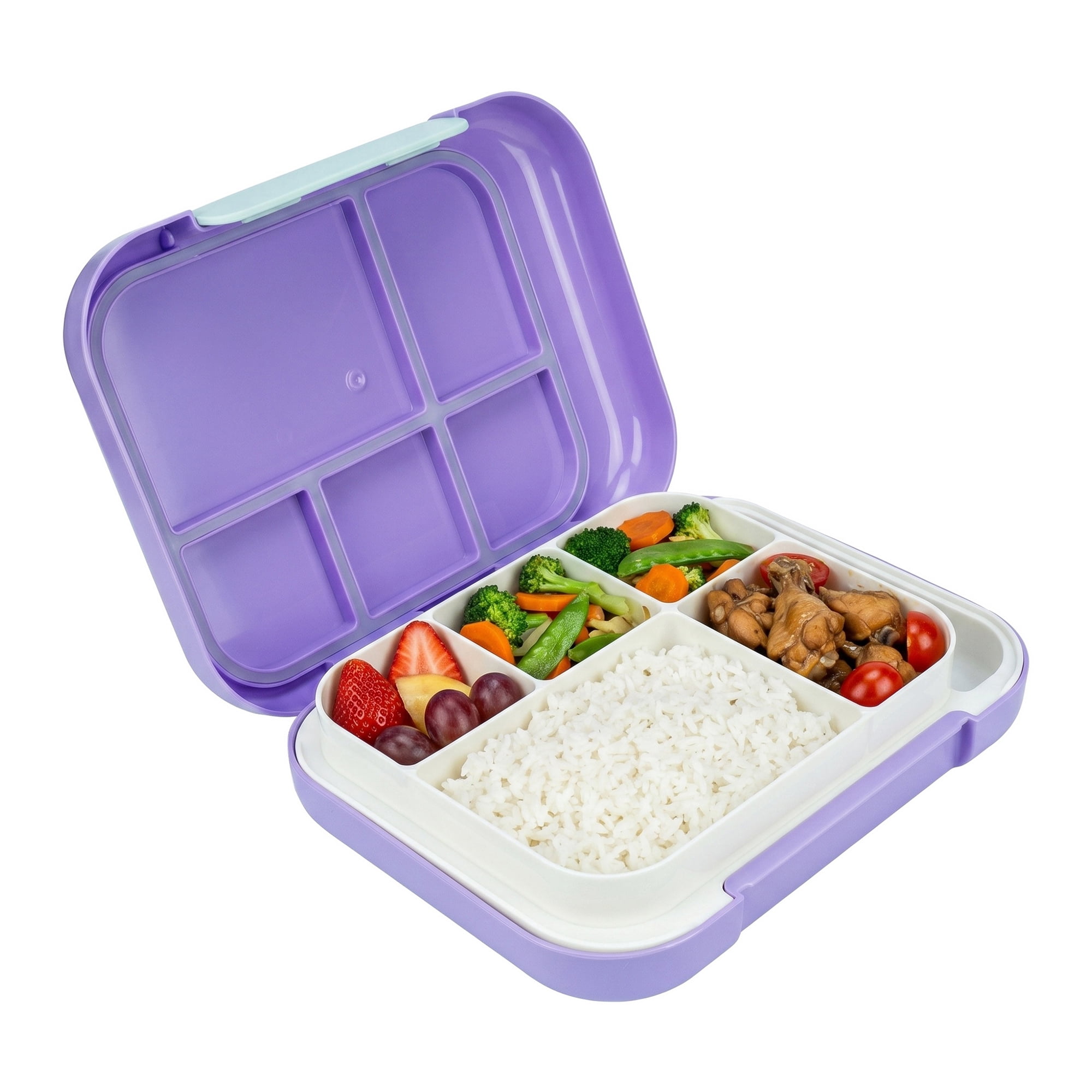 Unique Bargains 3-Compartment Leak-Proof Meal Lunch Bento Box Purple