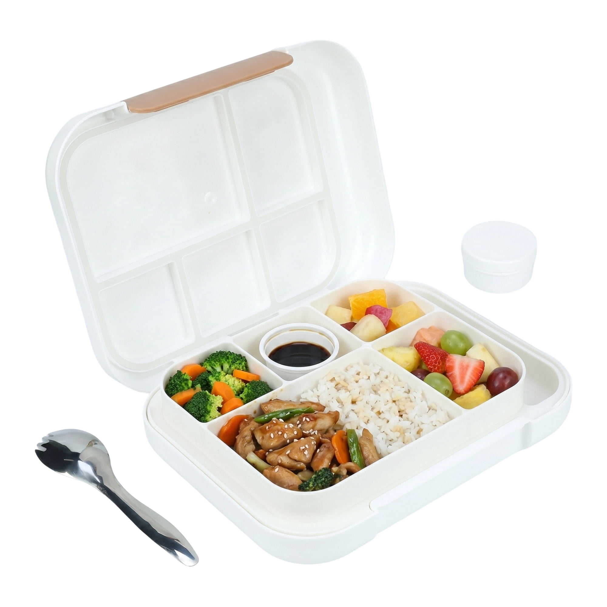 Unique Bargains 3-Compartment Leak-Proof Meal Lunch Bento Box White