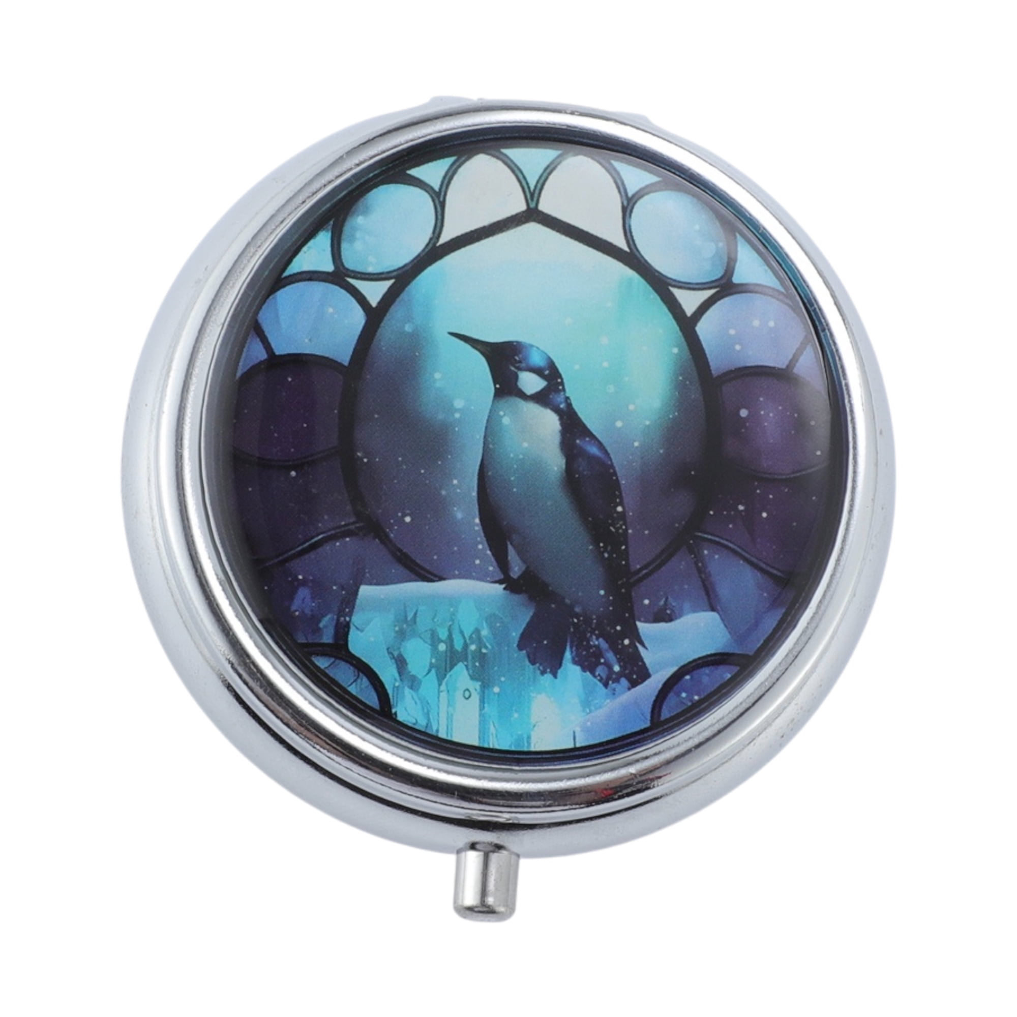Unique Bargains 3 Grid Durable Design Round Pattern Design Pill Case 1 Pc [Animal]
