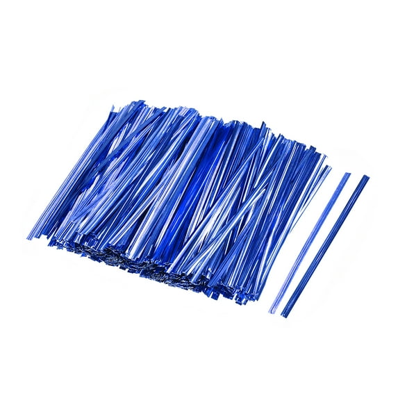 Unique Bargains 3-Inches Metallic Twist Ties for Bags Blue 800pcs