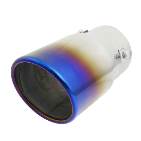 Unique Bargains 3" Inlet Round Rolled Slanted Car Exhaust Muffler Tip Pipe Titanium Blue