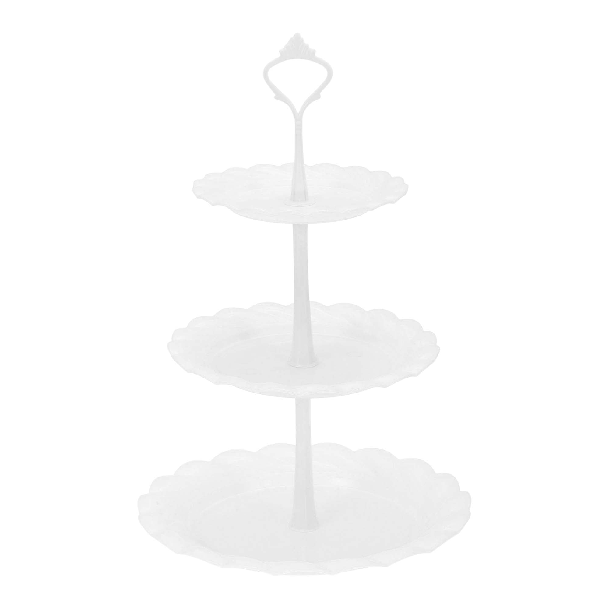 Unique Bargains 3-Layer Cupcake Stand Round Display Holder White
