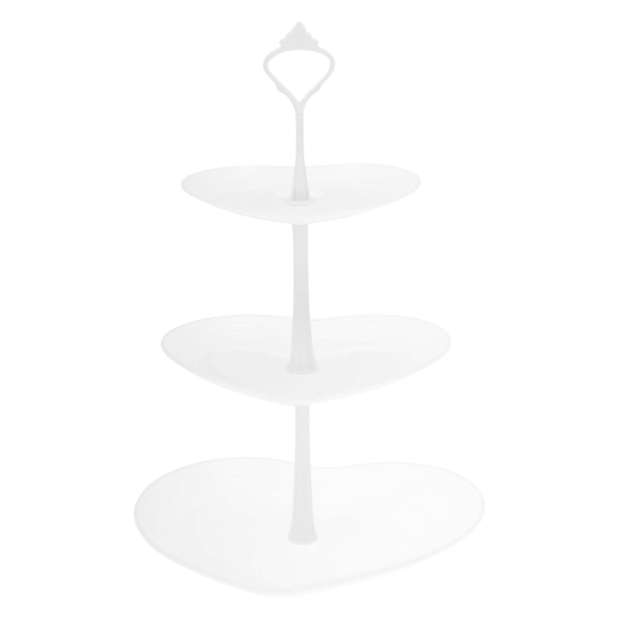 Unique Bargains 3-Layer Heart Shaped Cupcake Stand For Pastries Donuts White