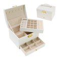 thumbnail image 1 of Unique Bargains 3 Layer Jewelry Box PU Leather Jewelry Organizer Case Storage Holder White, 1 of 8