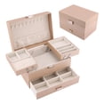 thumbnail image 1 of Unique Bargains 3 Layer Jewelry Box PU Leather Organizer Beige, 1 of 7