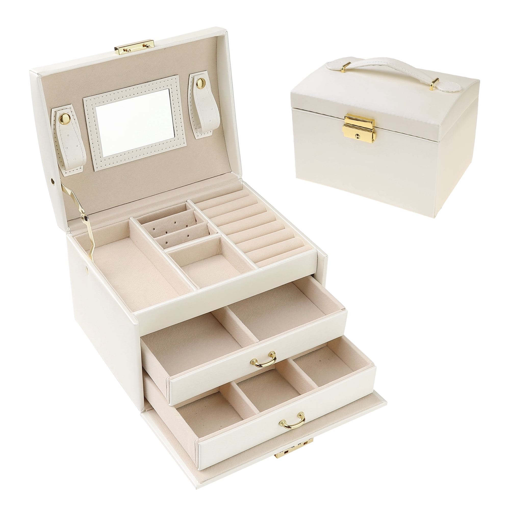 小物入れ 1974s Levi's Pub Mirror Jewelry Box Unique-Bargains-3-Layer-