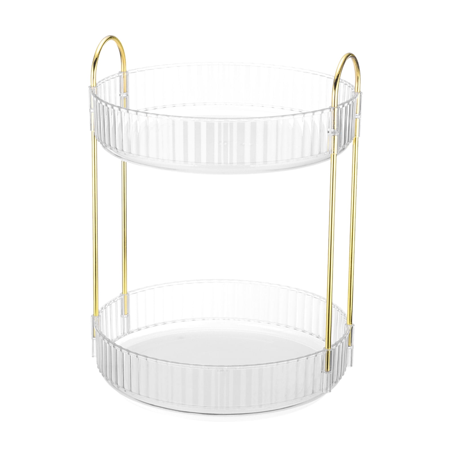 Unique Bargains 3 Layer Rotating Makeup Round Skincare Countertop Perfume Organizer Clear