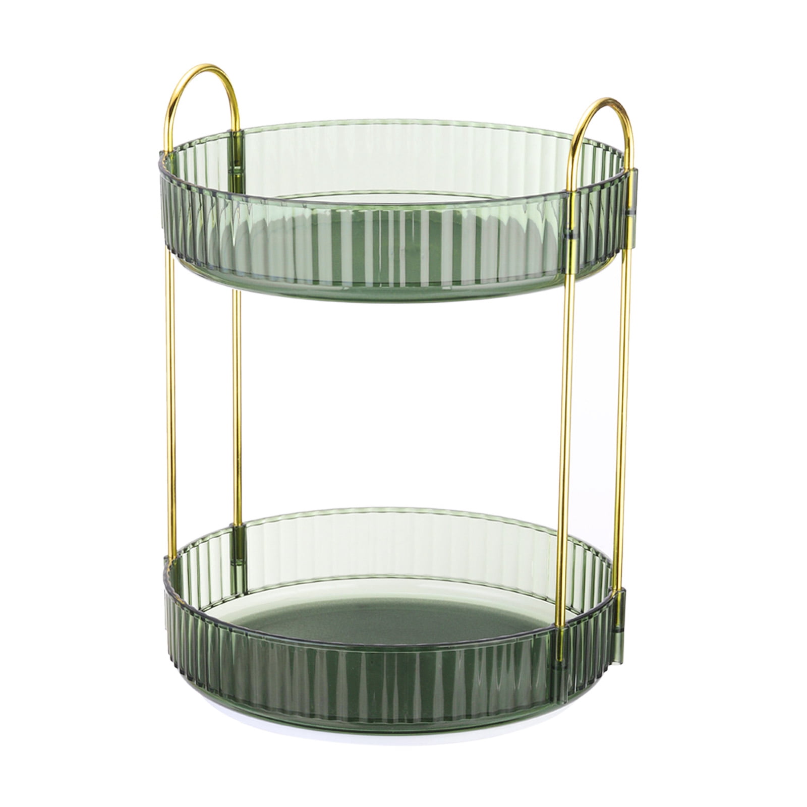 Unique Bargains 3 Layer Rotating Makeup Round Skincare Countertop Perfume Organizer Green