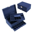 thumbnail image 1 of Unique Bargains 3 Layers Jewelry Box Organizer with Drawer Removable Tray Dark Blue, 1 of 7