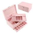thumbnail image 1 of Unique Bargains 3 Layers Jewelry Box Organizer with Drawer Removable Tray Pink, 1 of 7