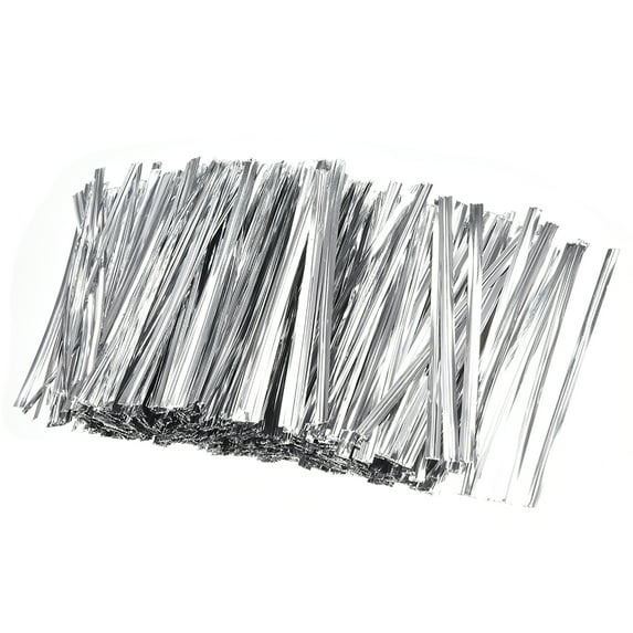 Unique Bargains 3" Metallic Twist Ties DIY Craft for Bags Silver 1000pcs