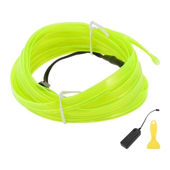 Unique Bargains 3 Meter EL Wire Cable LED Glow String Car Interior Lighting Strip Flexible Neon Light for Car Decoration Battery Box(3V) Fluorescent Green
