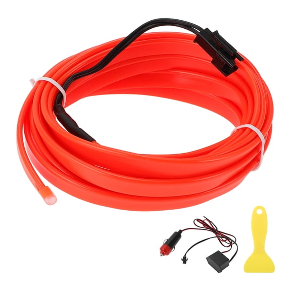 Unique Bargains 3 Meter EL Wire Cable LED Glow String Car Interior Lighting Strip Flexible Neon Light for Car Decoration Cigarette Lighter(12v) Red