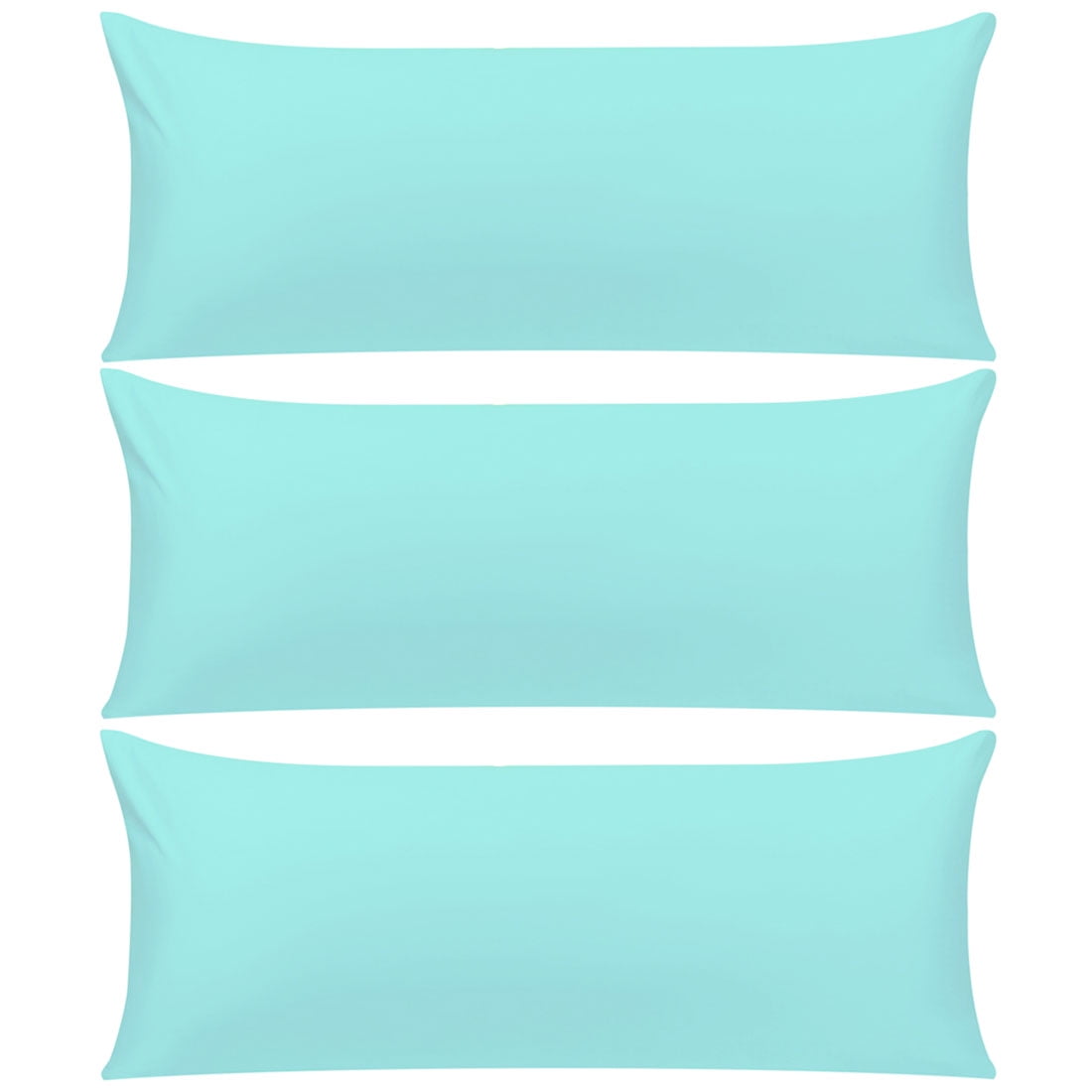 Unique Bargains 3 Pack 100% Cotton Body Pillow Cases Covers with Zipper Cyan Blue 20" x 48"