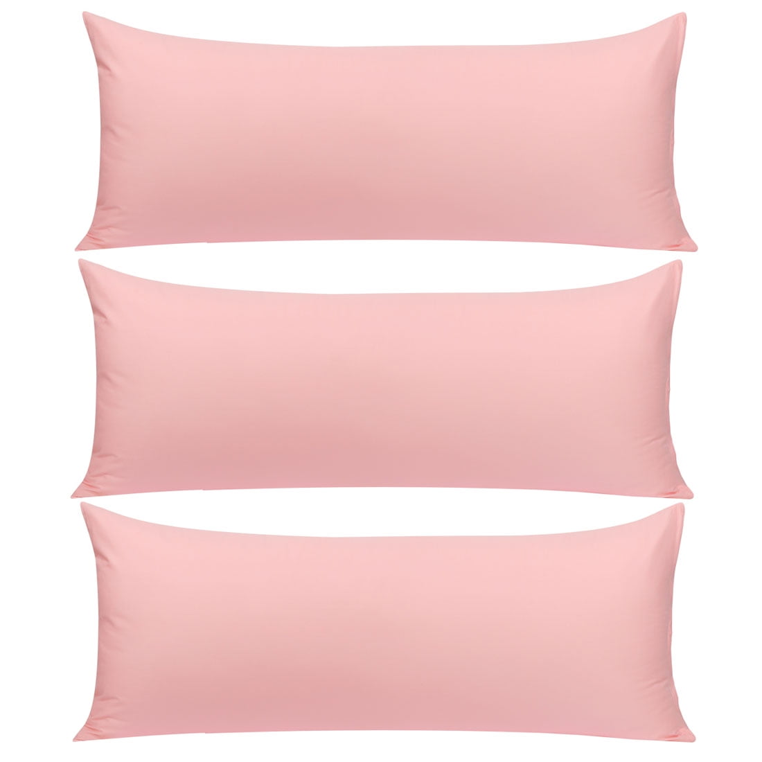 Unique Bargains 3 Pack 100 Cotton Body Pillow Cases Covers with Zipper Pink 20" x 54"