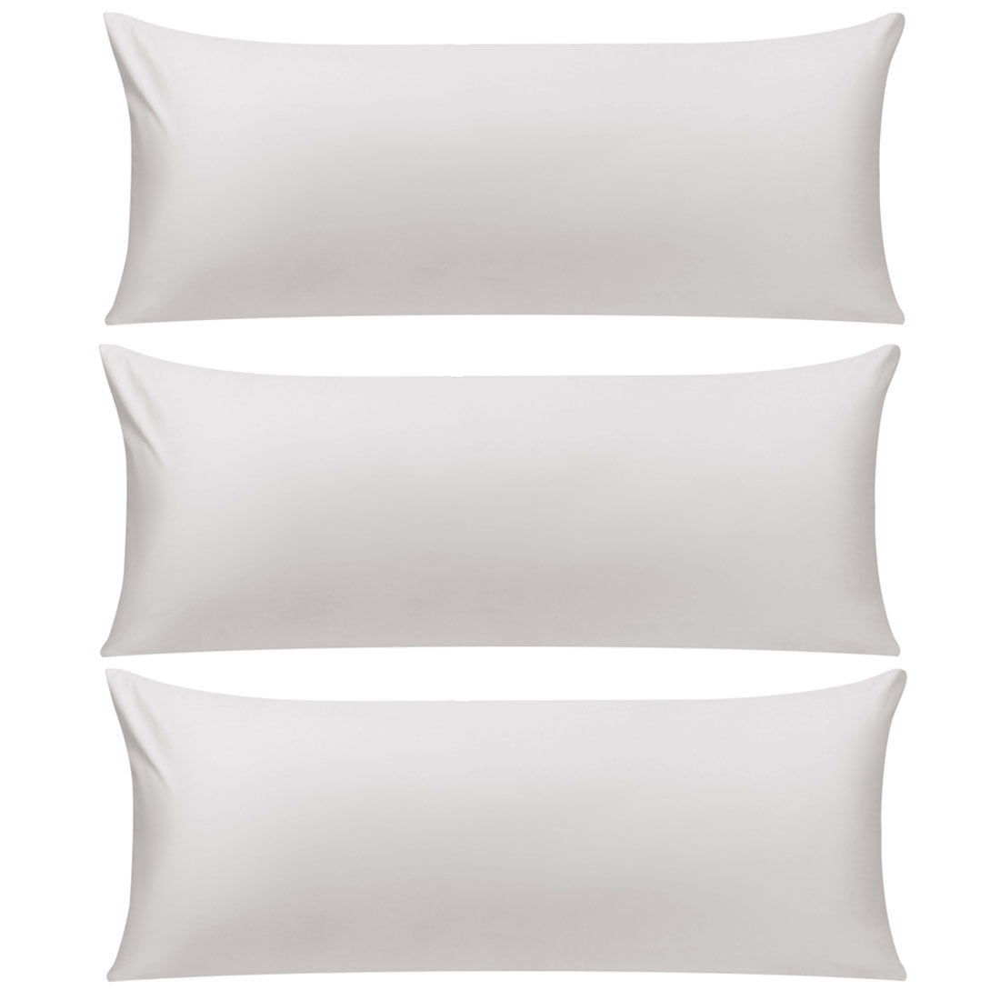Unique Bargains 3 Pack 100% Cotton Body Pillow Cases Covers with Zipper Silver Gray 20" x 60"