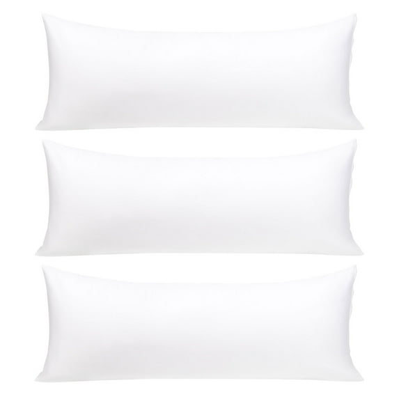 Unique Bargains 3 Pack 100% Cotton Body Pillow Cases Covers with Zipper White 20" x 48"