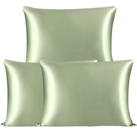 Unique Bargains 3 Pack 25 Momme Smooth Silk Pillowcase, Queen, Green