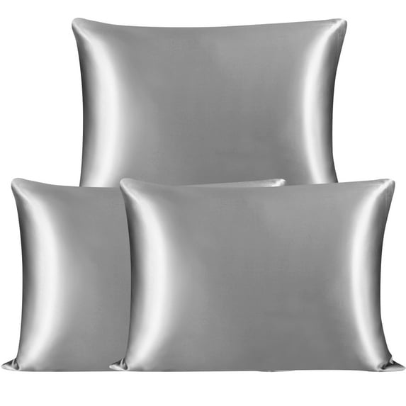 Unique Bargains 3 Pack 25 Momme Smooth Silk Pillowcase, Standard, Gray