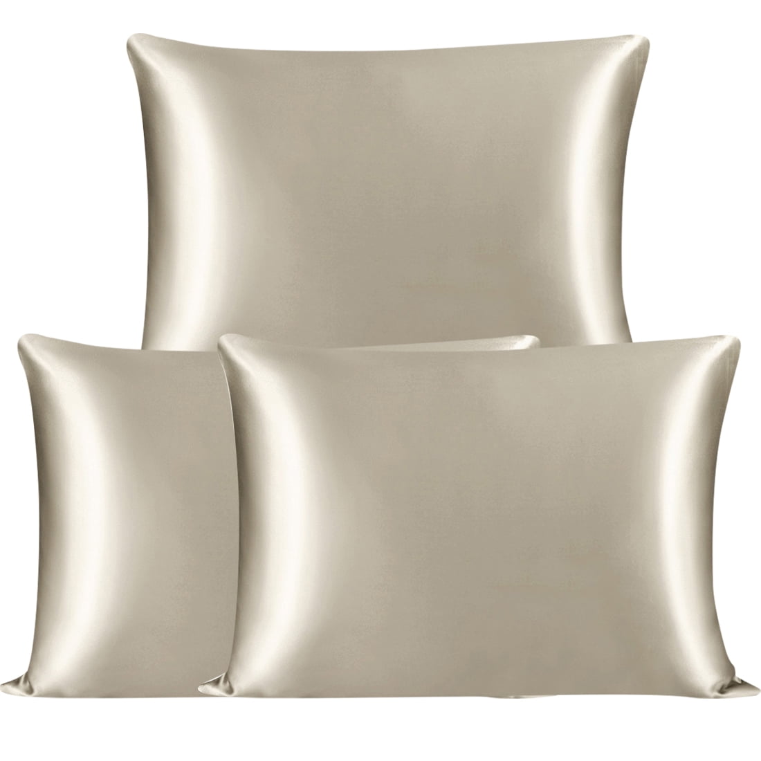 Unique Bargains 3 Pack 25 Momme Smooth Silk Pillowcase, Standard, Taupe