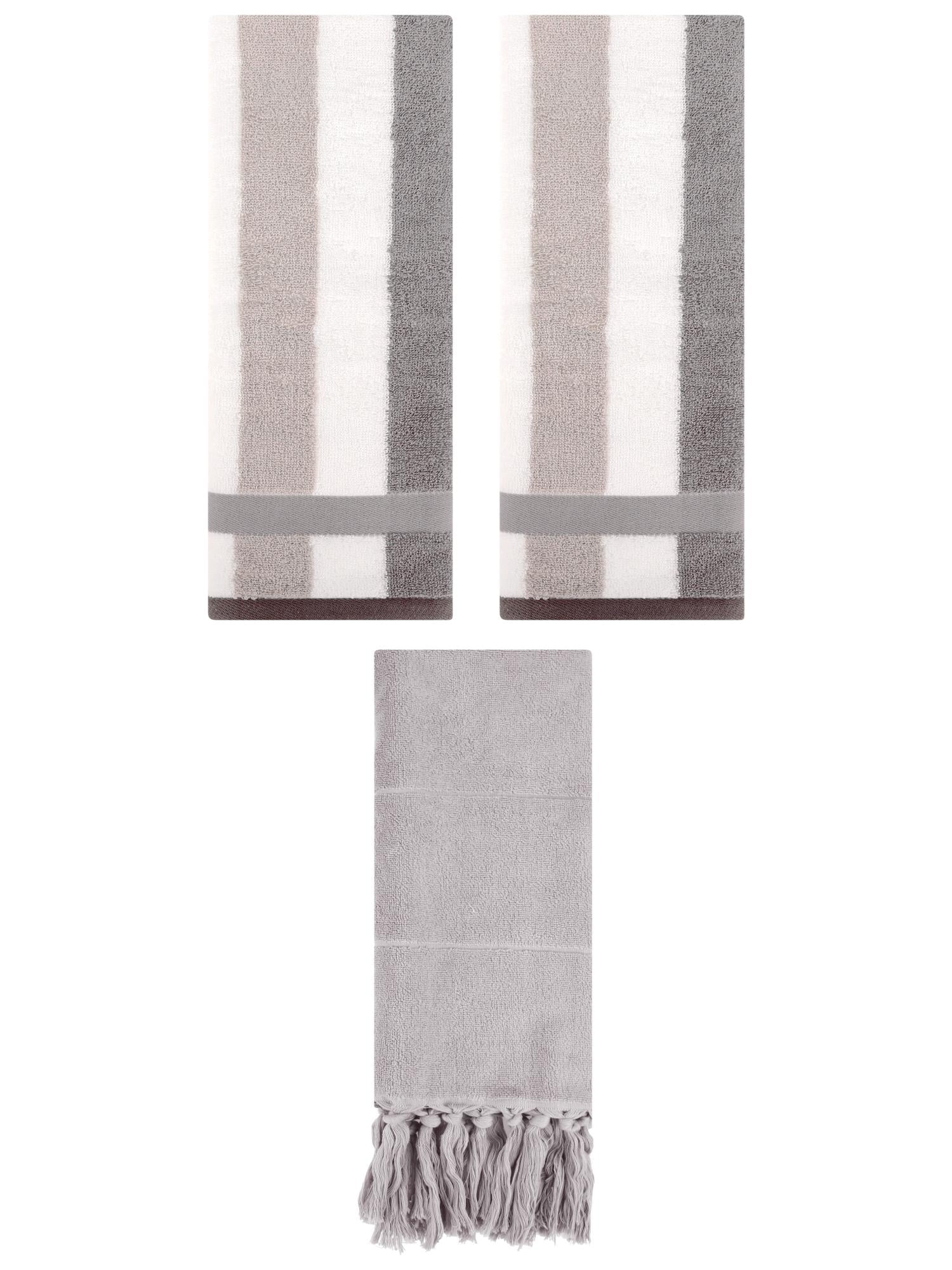 Unique Bargains 3 Pack Absorbent Comfy Hand Towel Grey 14"x30"/13"x29"