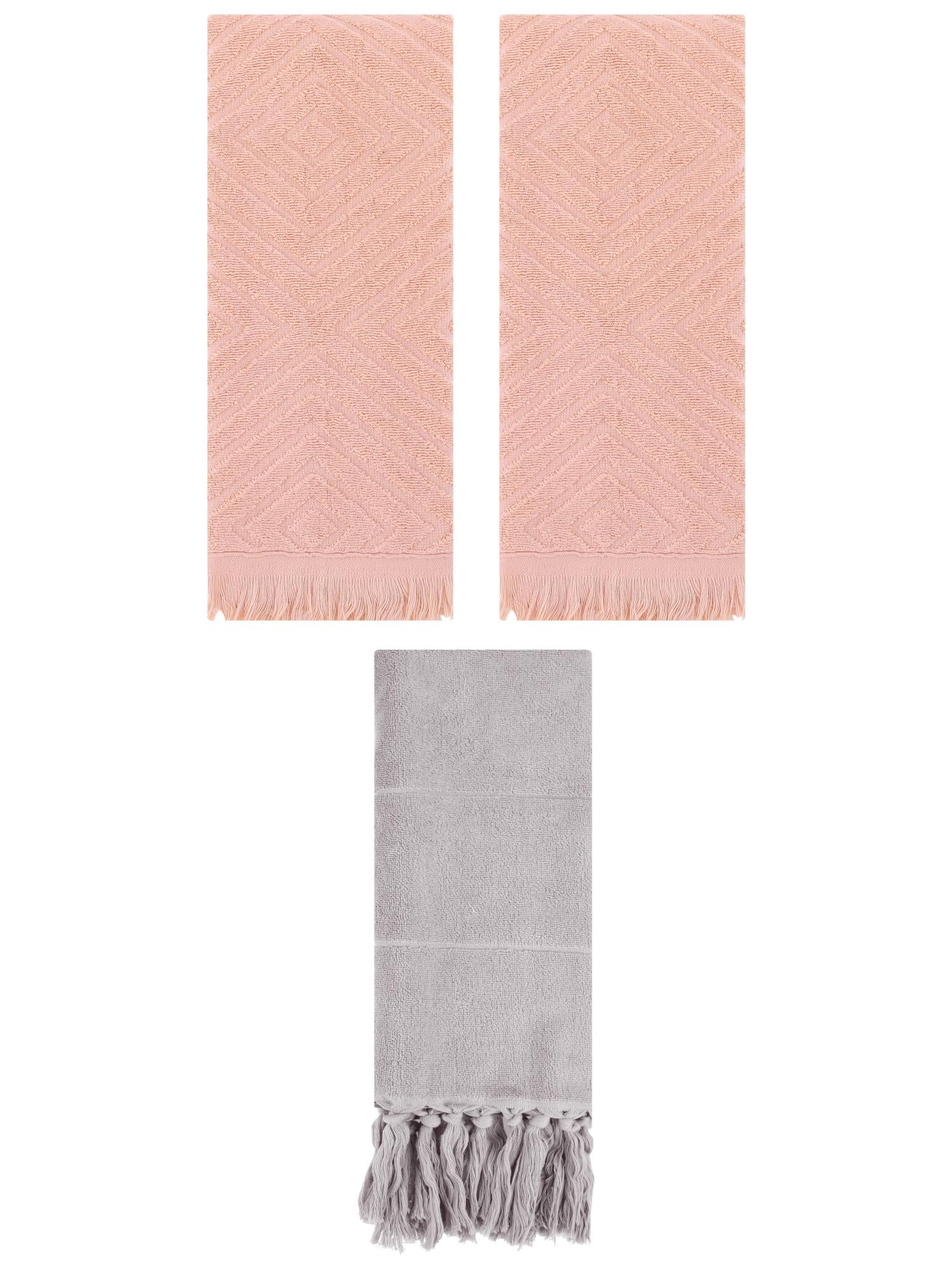 Unique Bargains 3 Pack Absorbent Hand Towels with tassel Grey/Orange 14"x30"/13"x29"