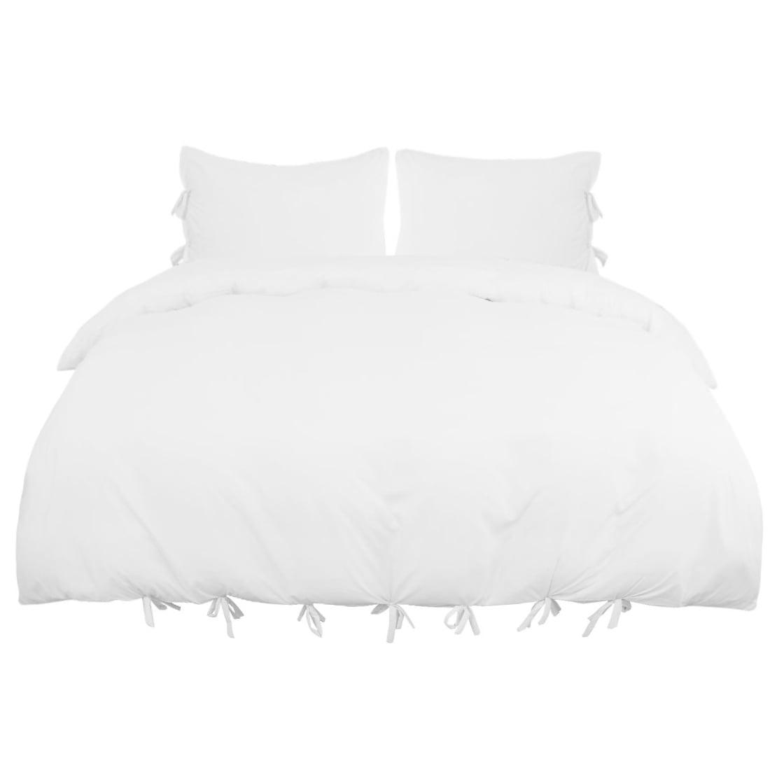 Unique Bargains 3-Pack Bow Tie Duvet Cover Bedding Set King White