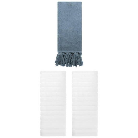 Unique Bargains 3 Pack Cotton Bathroom Hand Towels 14" x 30" Blue/White