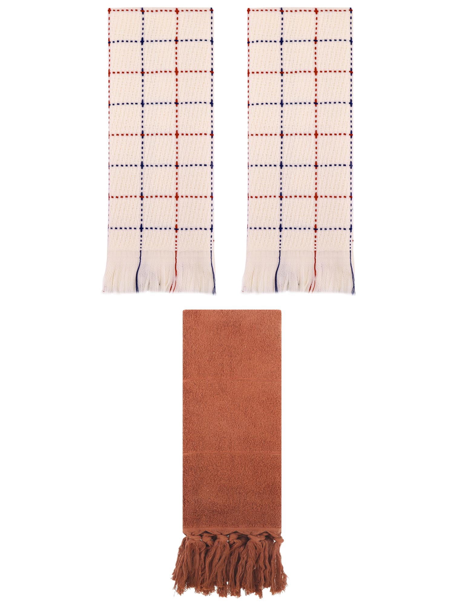 Unique Bargains 3 Pack Cotton Soft Turkish Bath Towel Brown/Beige 14"x30"/13"x29"