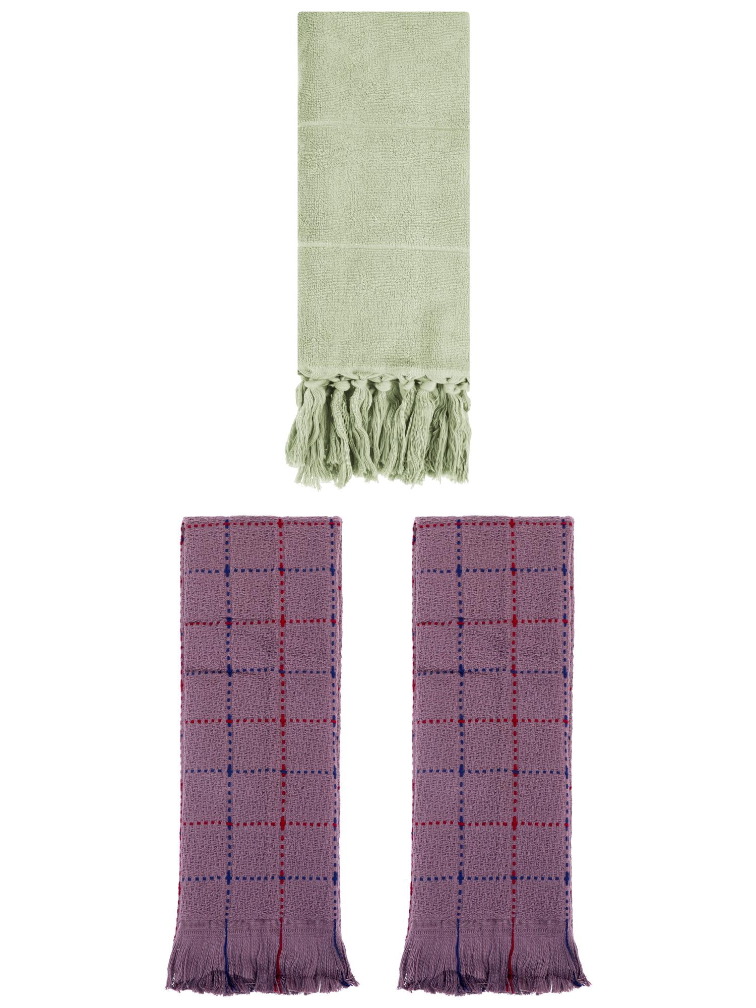 Unique Bargains 3 Pack Cotton Soft Turkish Bath Towel Green/Brown 14"x30"/13"x29"