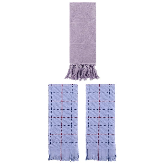 Unique Bargains 3 Pack Cotton Soft Turkish Bath Towel Purple/Blue 14"x30"/13"x29"