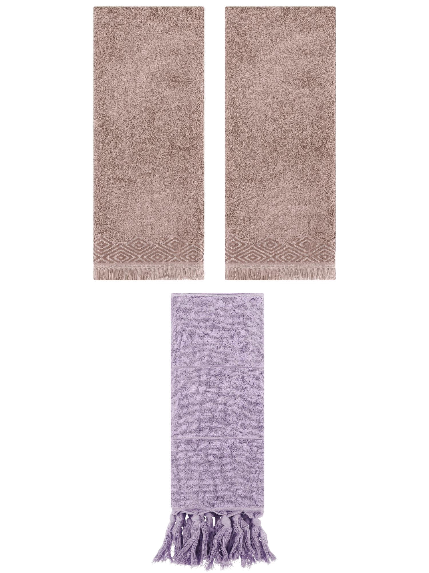 Unique Bargains 3 Pack Cotton Turkish Hand Towels Purple/Brown 14"x30"/13"x29"