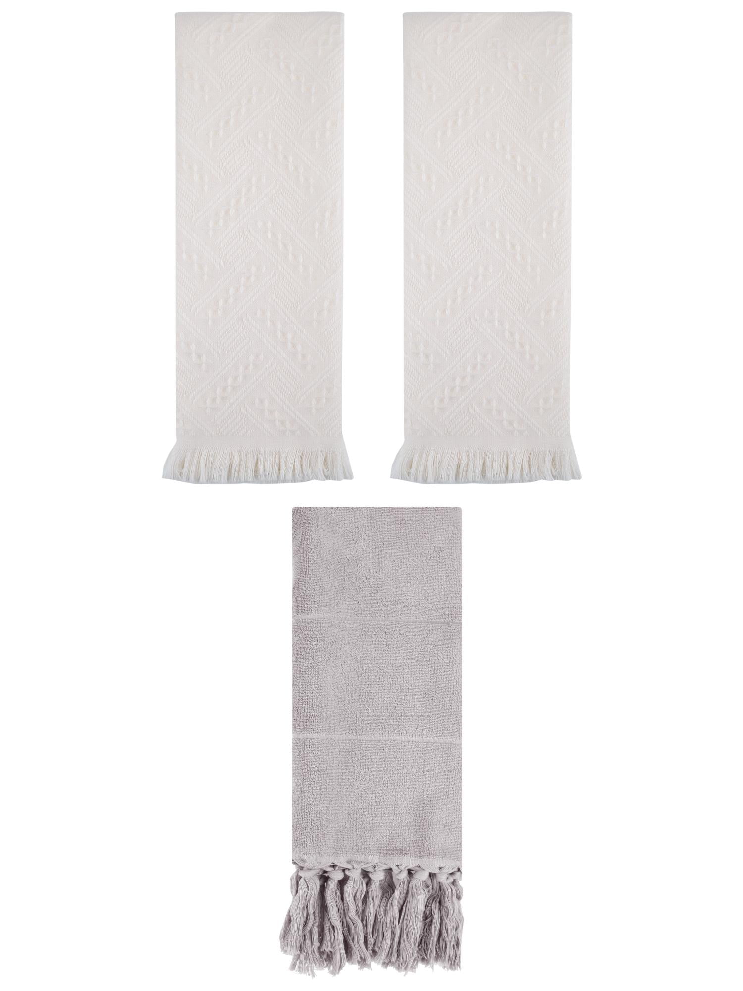 Unique Bargains 3 Pack Soft Boho Turkish Hand Towels Grey/Beige 14"x30"/13"x29"