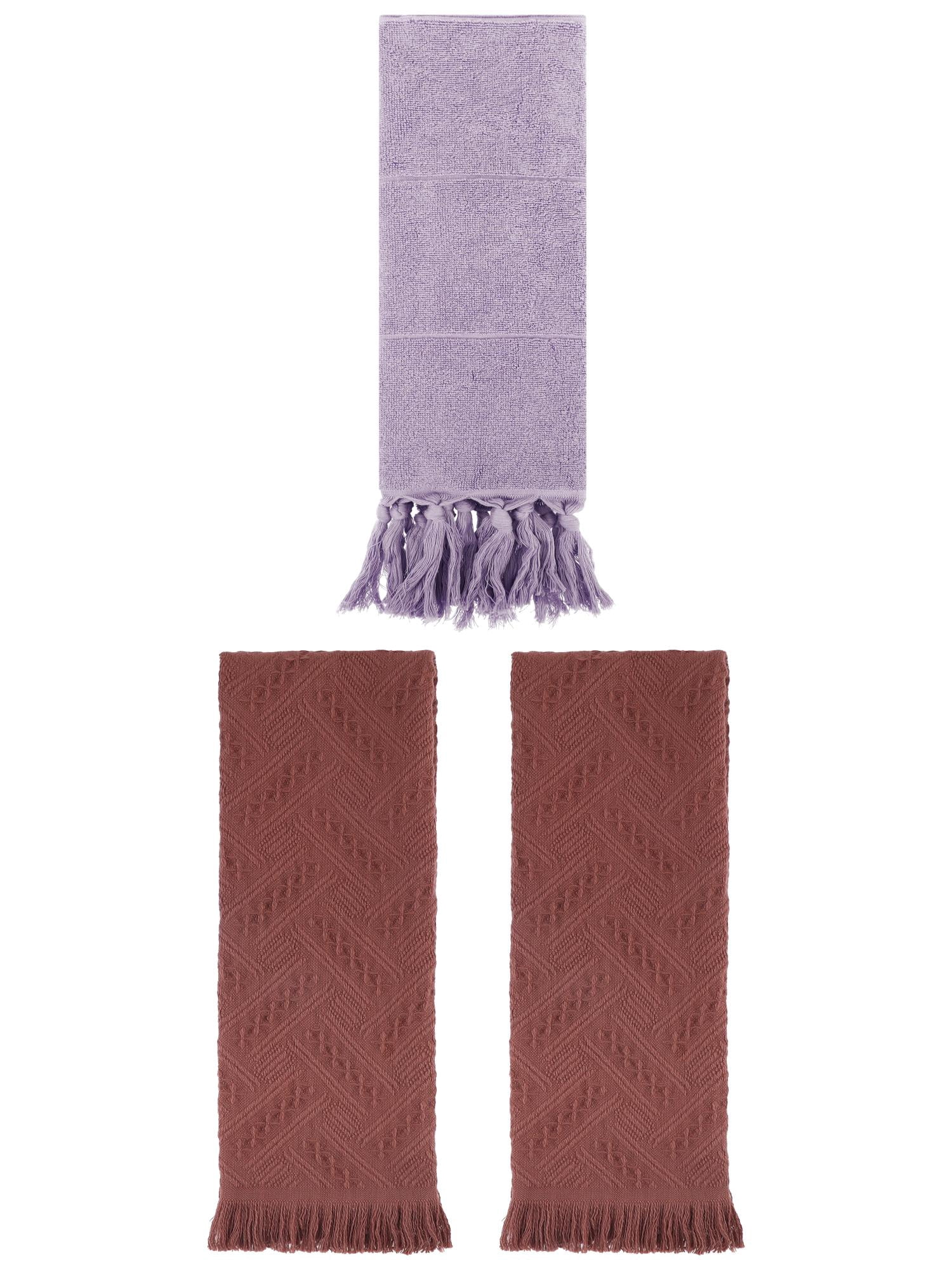 Unique Bargains 3 Pack Soft Boho Turkish Hand Towels Purple/Brown 14"x30"/13"x29"