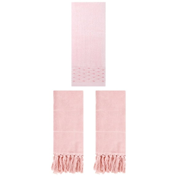 Unique Bargains 3 Pack Solid Cotton Hand Towels for Bathroom 14" x 30" Pink