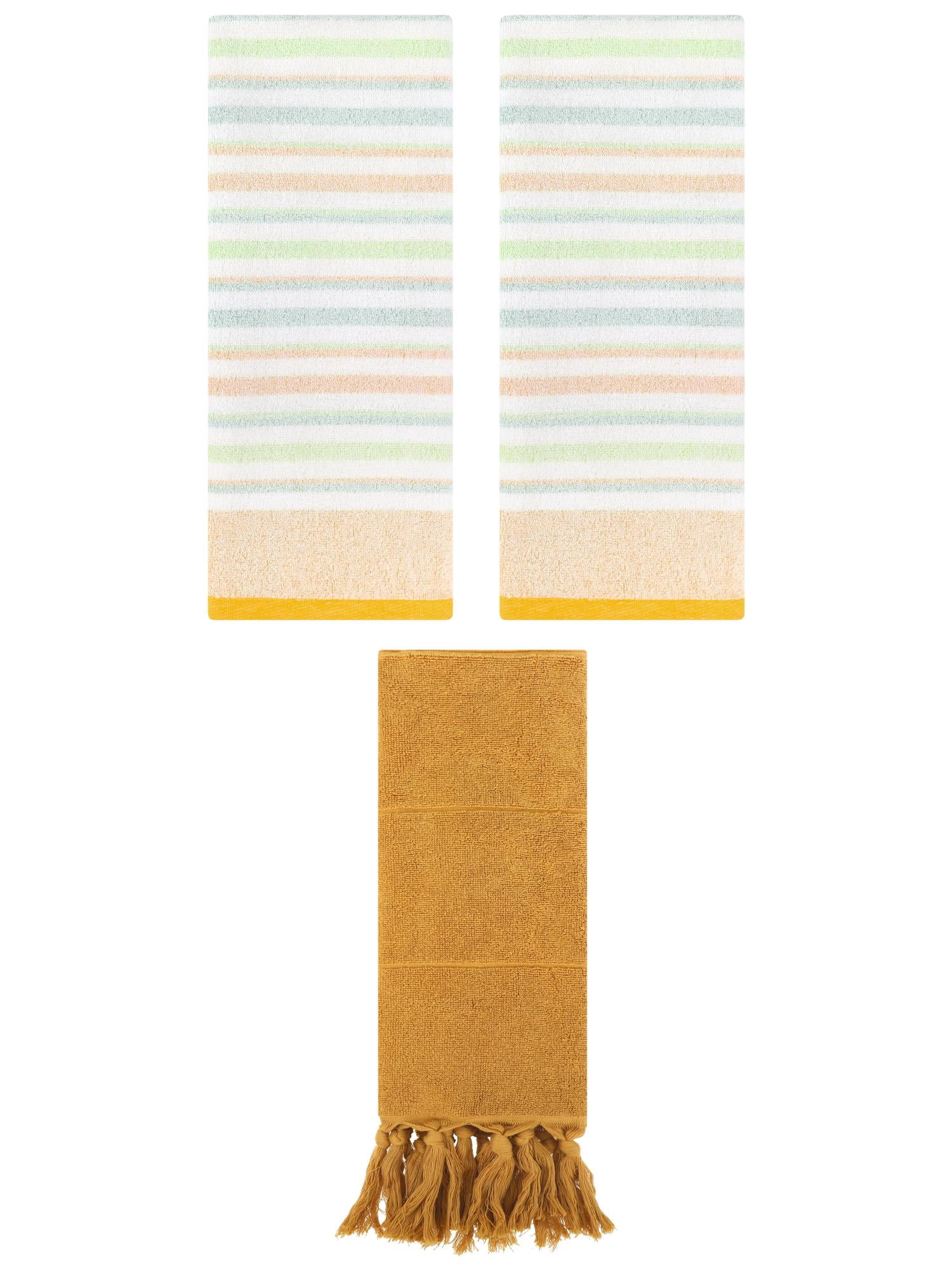 Unique Bargains 3 Pack Solid Room Hand Towels Yellow 14"x30"/13"x27"